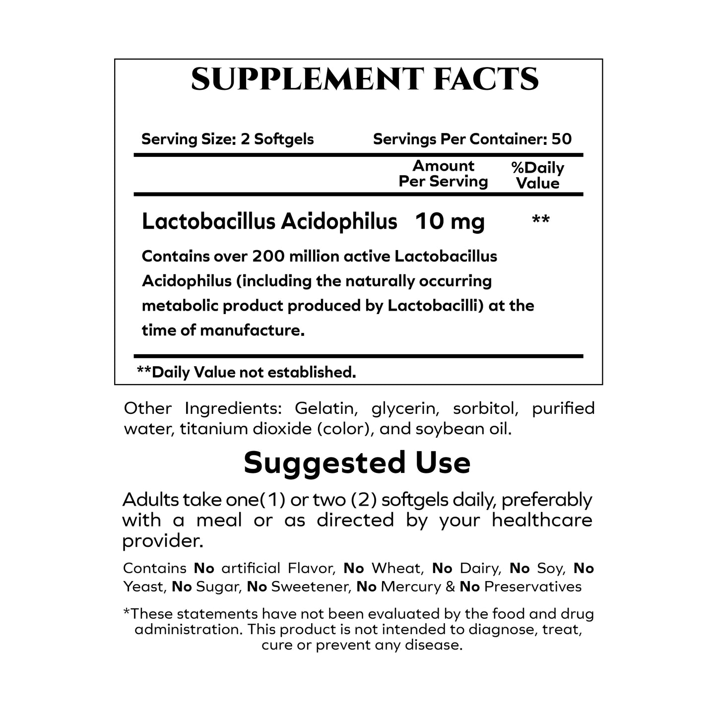 Nature’s Love Probiotic Acidophilus 200 Million